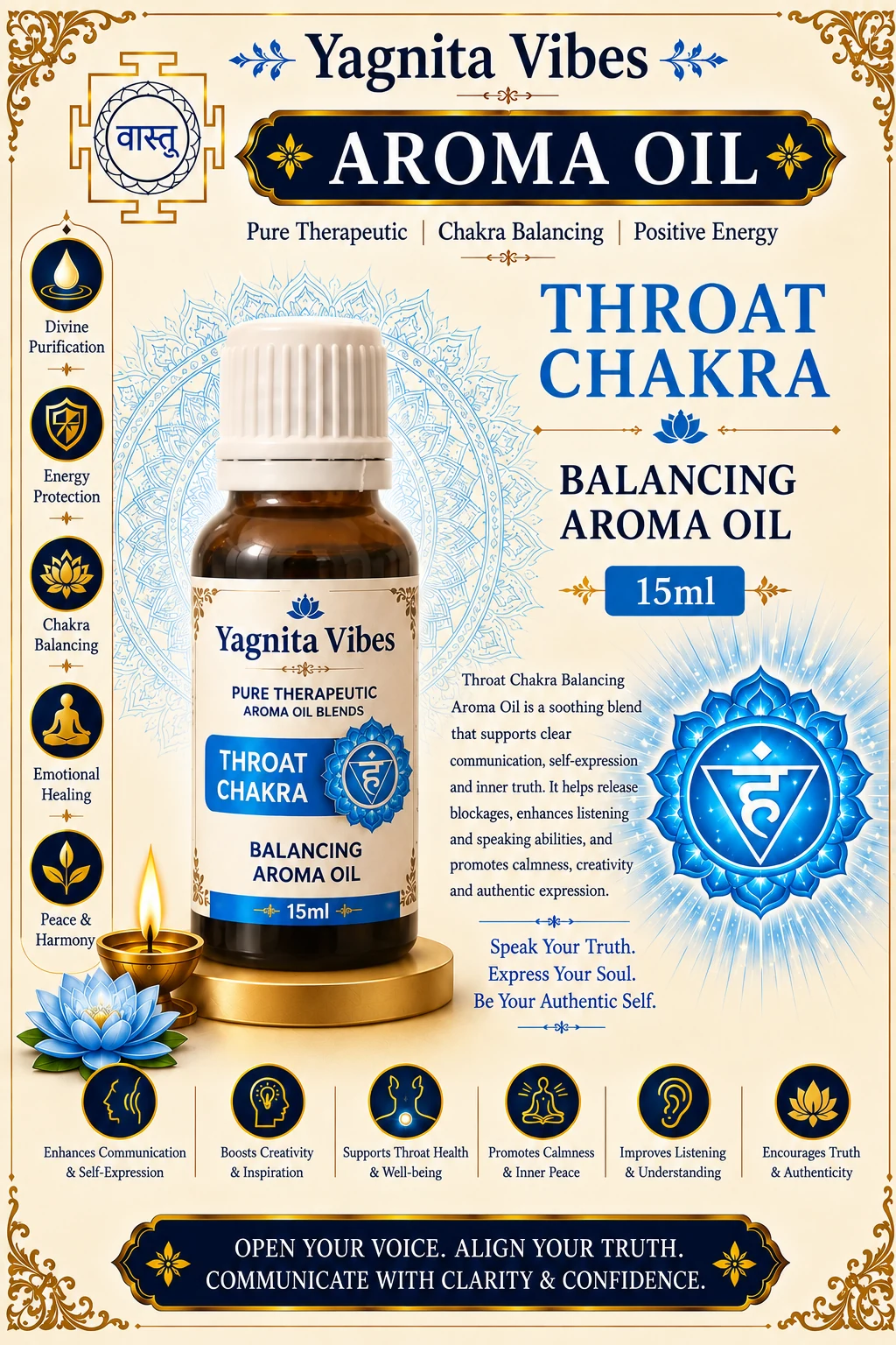 Throat Chakra Balancing Aroma Oil – 15ml – infographic Throat Chakra Balancing Aroma Oil – 15ml – infographic