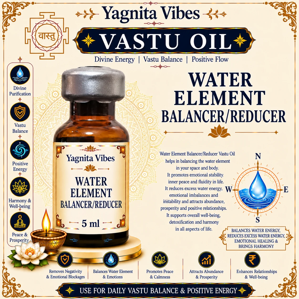 Water Element Balancer/Reducer Vastu Oil – 5ml – infographic Water Element Balancer/Reducer Vastu Oil – 5ml – infographic